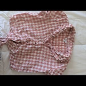 Pink Gingham Button-Up Shirt
